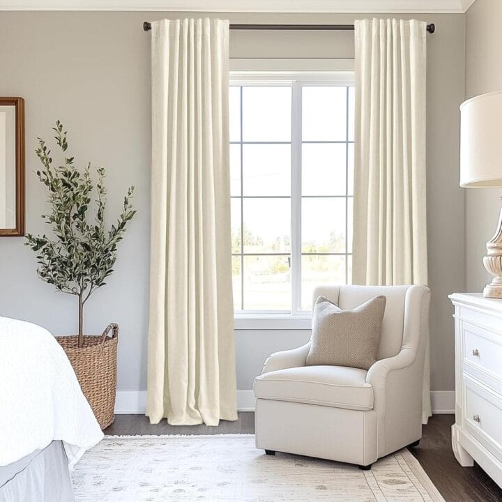 cream off white colored curtains -neutral home decor